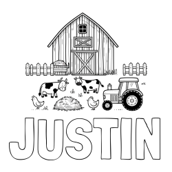 Online Created Coloring Page - JUSTIN Coloring Page and Kids Farm Coloring Page
