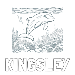 Online Created Coloring Page - KINGSLEY Coloring Page and Coloring Page of a Cute Dolphin Swimming in the Sea