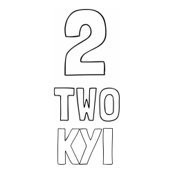 Online Created Coloring Page - KYI Coloring Page and Coloring of the Number Two (2) with the Written Name