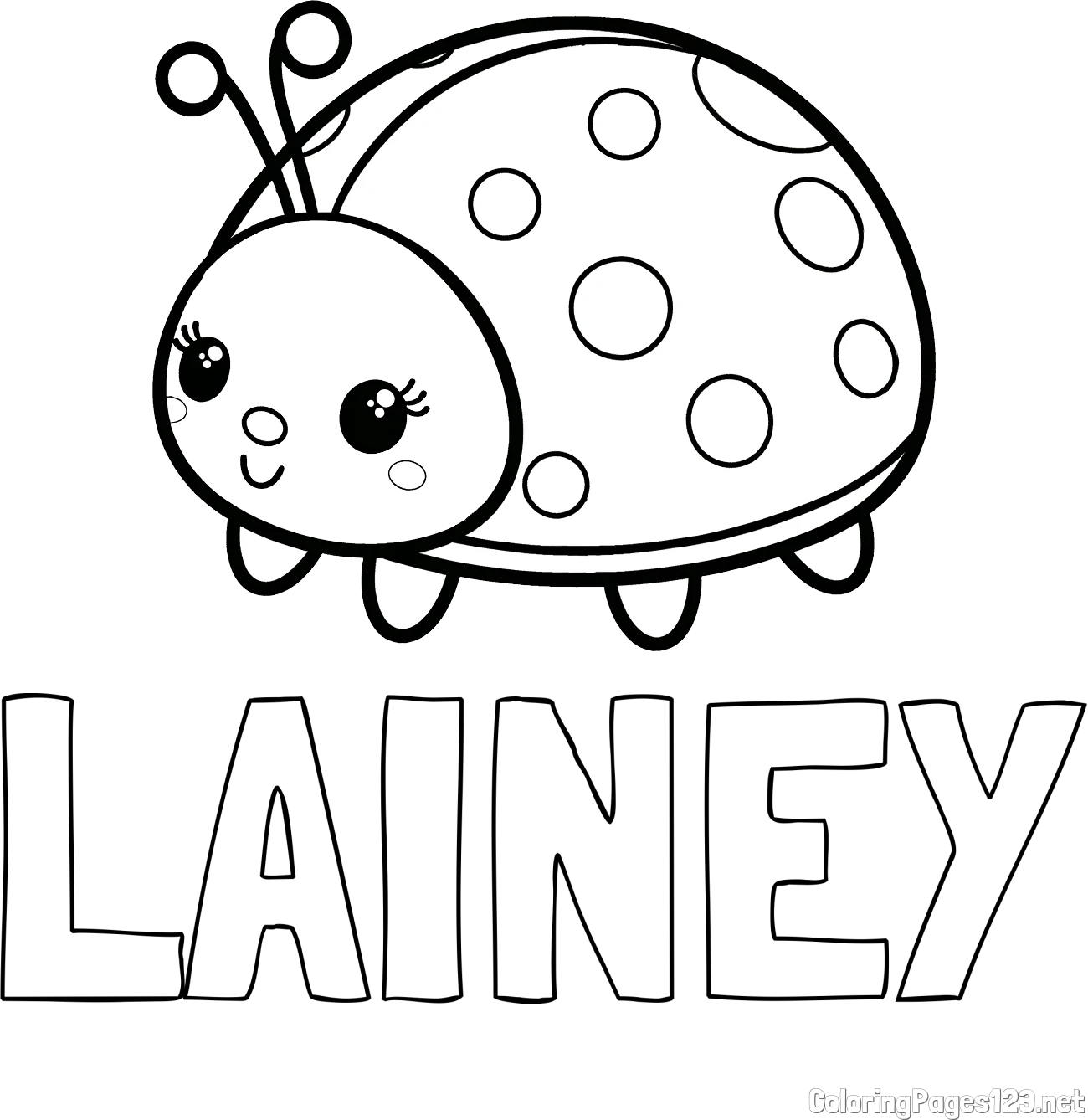 LAINEY Coloring Page and Smiling Ladybug Coloring Page