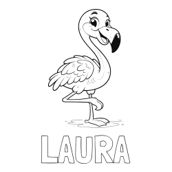 Online Created Coloring Page - LAURA Coloring Page and Coloring Page of a Cute Smiling Flamingo