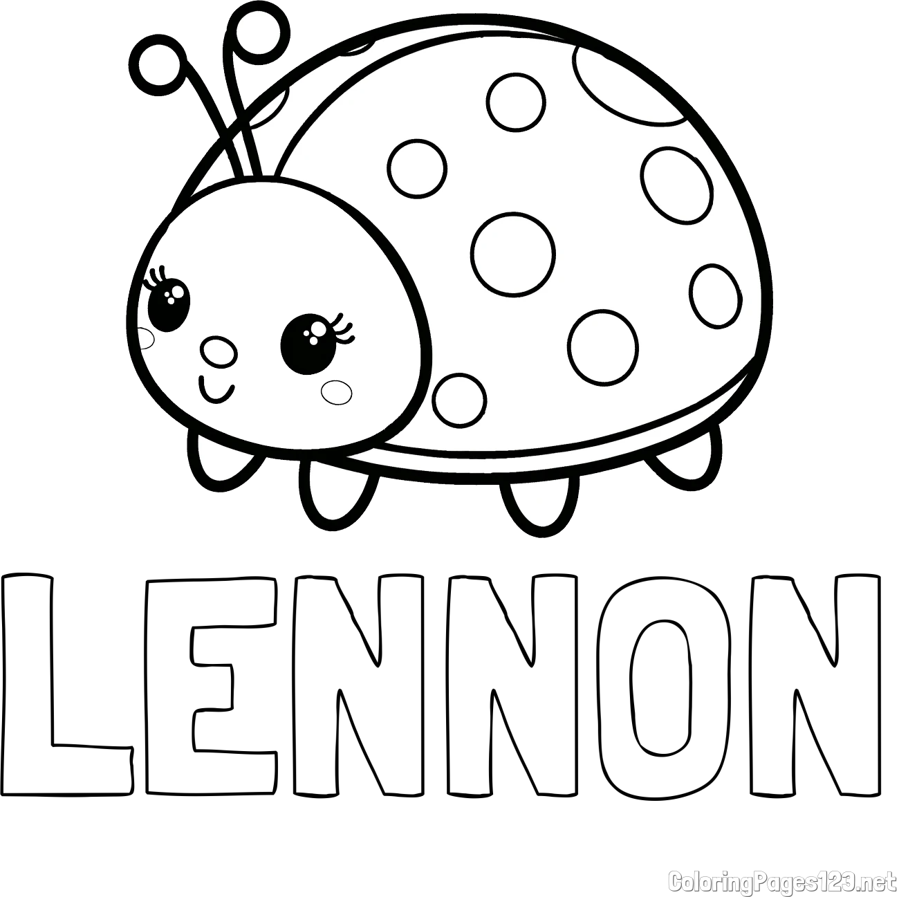 LENNON Coloring Page and Smiling Ladybug Coloring Page