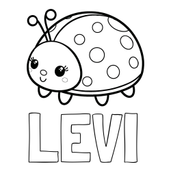 Online Created Coloring Page - LEVI Coloring Page and Smiling Ladybug Coloring Page