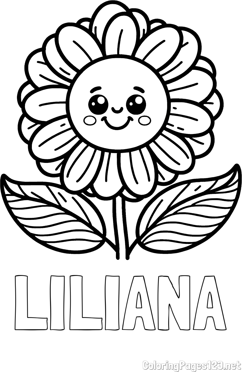LILIANA Coloring Page and Smiling Flower Coloring Page
