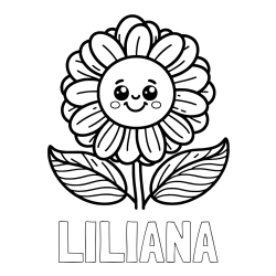 Online Created Coloring Page - LILIANA Coloring Page and Smiling Flower Coloring Page