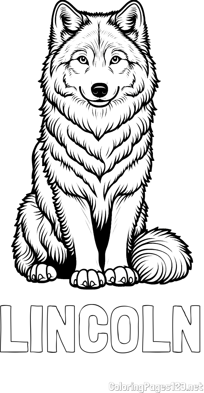 LINCOLN Coloring Page and Beautiful Wolf Coloring Page