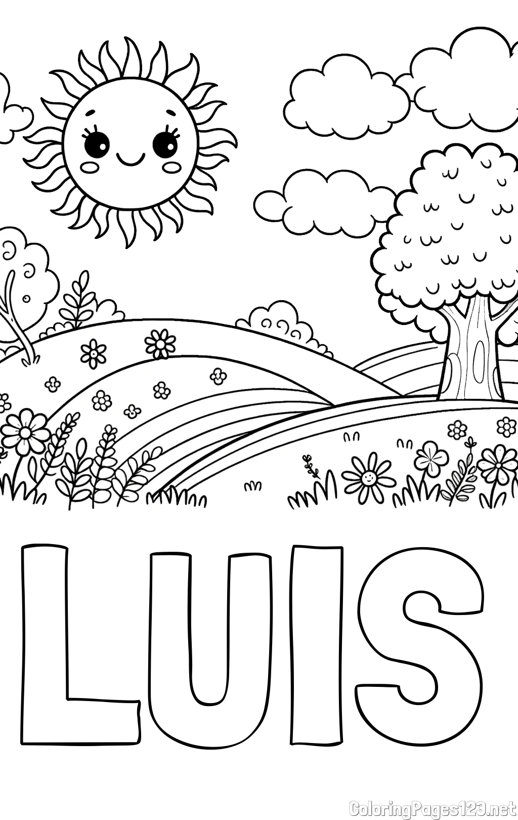 LUIS Coloring Page and Sunny Nature Coloring Page