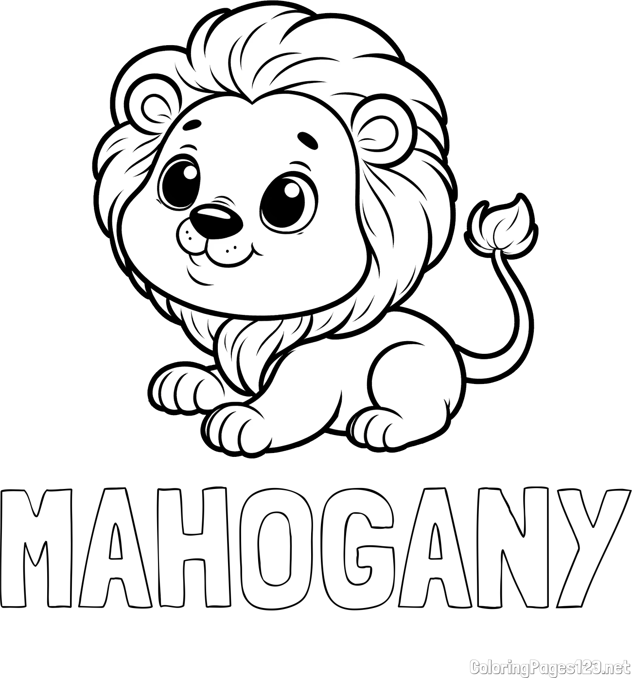 MAHOGANY Coloring Page and Playful Baby Lion Coloring Page