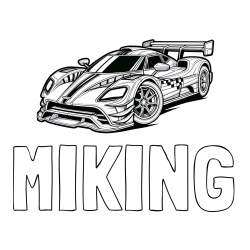 Online Created Coloring Page - MIKING Coloring Page and Coloring Page of a Futuristic Racing Car