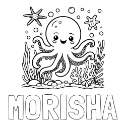 Online Created Coloring Page - MORISHA Coloring Page and Coloring Page of a Cute Octopus in the Ocean