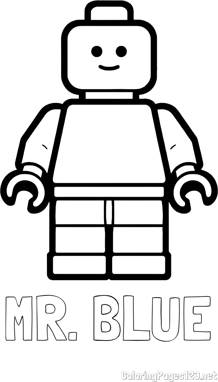MR. BLUE Coloring Page and Easy LEGO Character Coloring Page