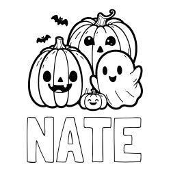 NATE Coloring Page and Halloween Pumpkin and Ghost Coloring Page
