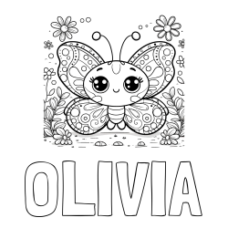 Online Created Coloring Page - OLIVIA Coloring Page and Cute Butterfly Coloring Page