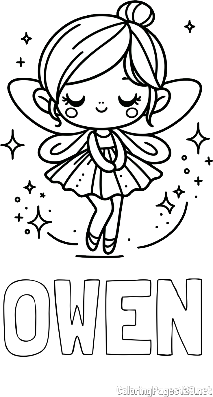 OWEN Coloring Page and Children's Coloring Page of a Magical Fairy