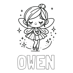 OWEN Coloring Page and Children's Coloring Page of a Magical Fairy