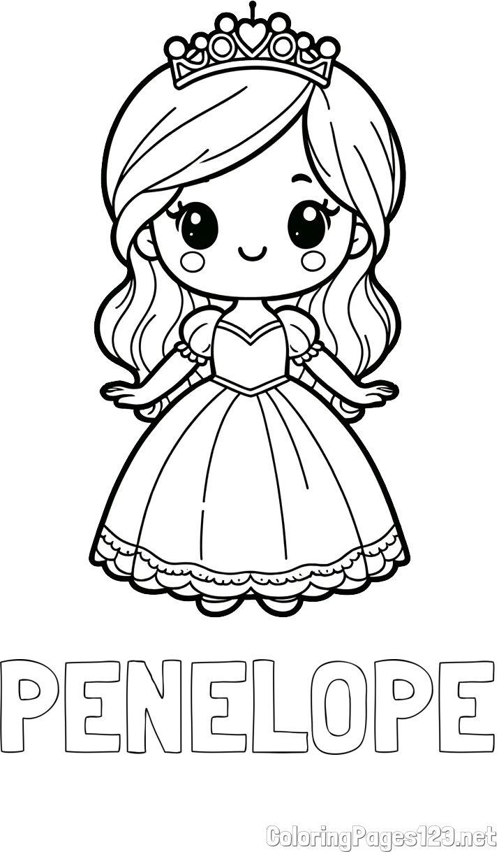 PENELOPE Coloring Page and Coloring Page of a Cute Princess