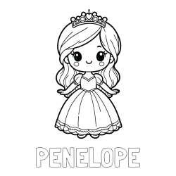 Online Created Coloring Page - PENELOPE Coloring Page and Coloring Page of a Cute Princess