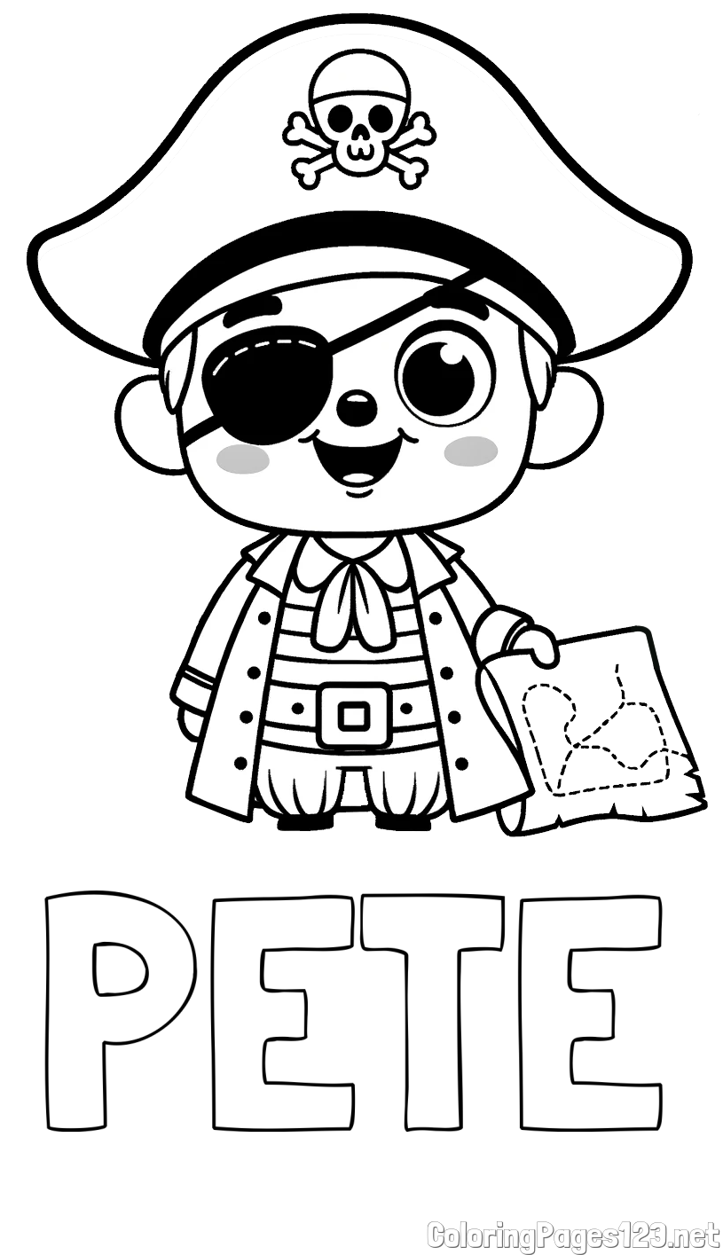 PETE Coloring Page and Cute Pirate Coloring Page