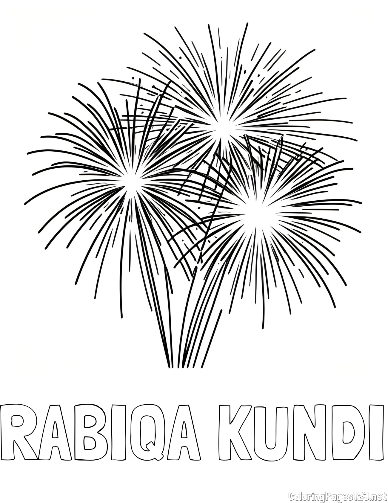 RABIQA KUNDI Coloring Page and Beautiful Fireworks Coloring Page