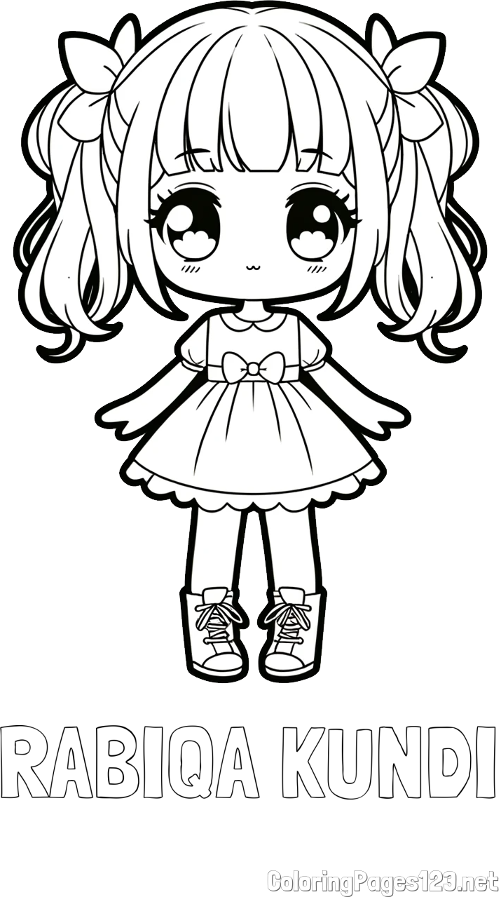 RABIQA KUNDI Coloring Page and Coloring Page of a Cute Anime Girl