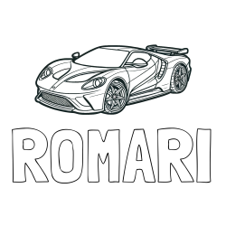 Online Created Coloring Page - ROMARI Coloring Page and Coloring Page of a Fast Sport's Car