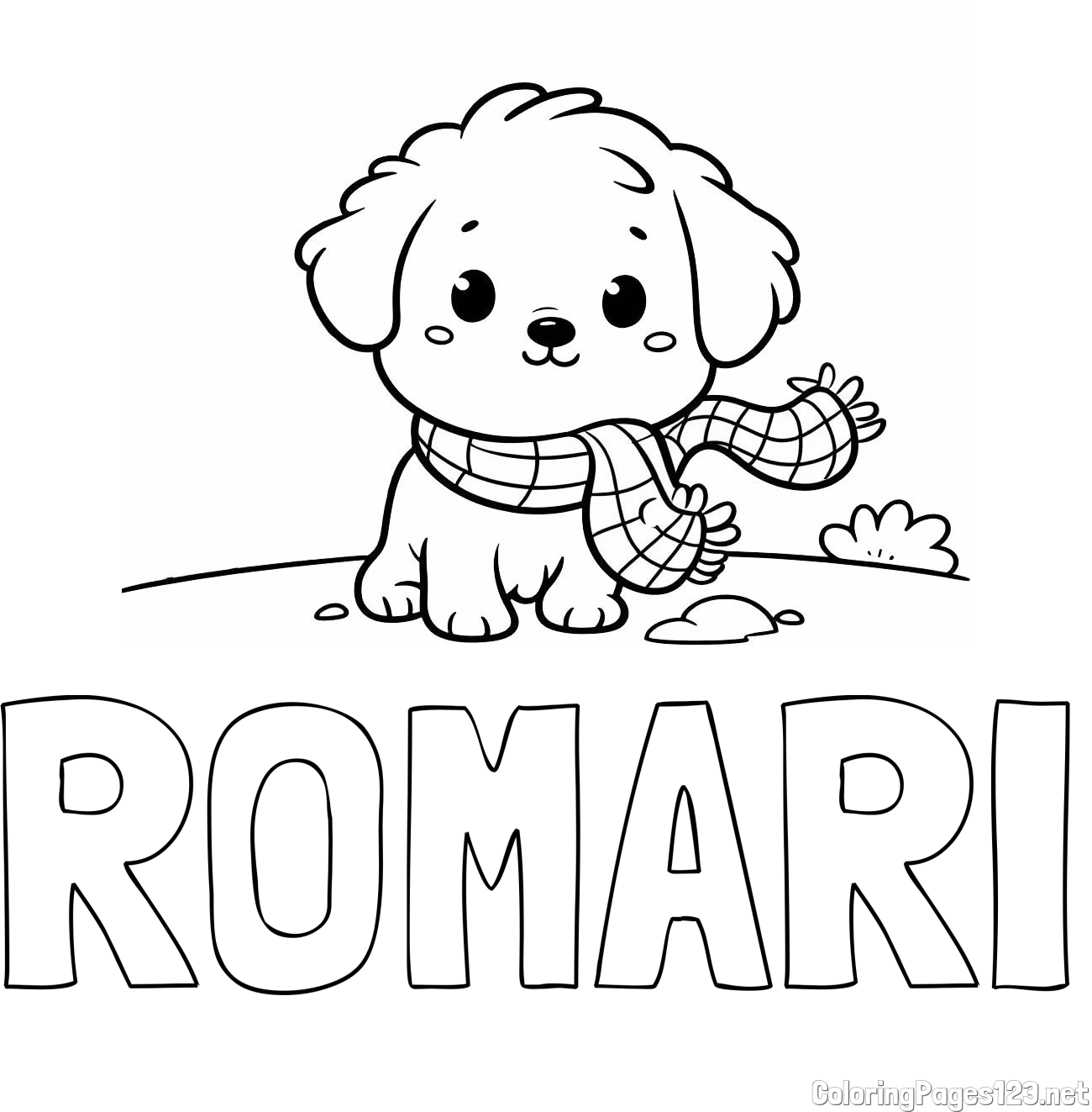 ROMARI Coloring Page and Coloring Page of an Adorable Puppy