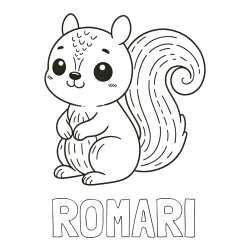 Online Created Coloring Page - ROMARI Coloring Page and Easy Coloring Page of a Cute Squirrel