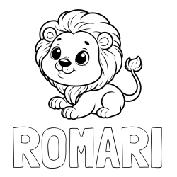 Online Created Coloring Page - ROMARI Coloring Page and Playful Baby Lion Coloring Page