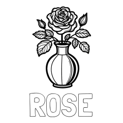 Online Created Coloring Page - ROSE Coloring Page and Roses in a Vase Coloring Page