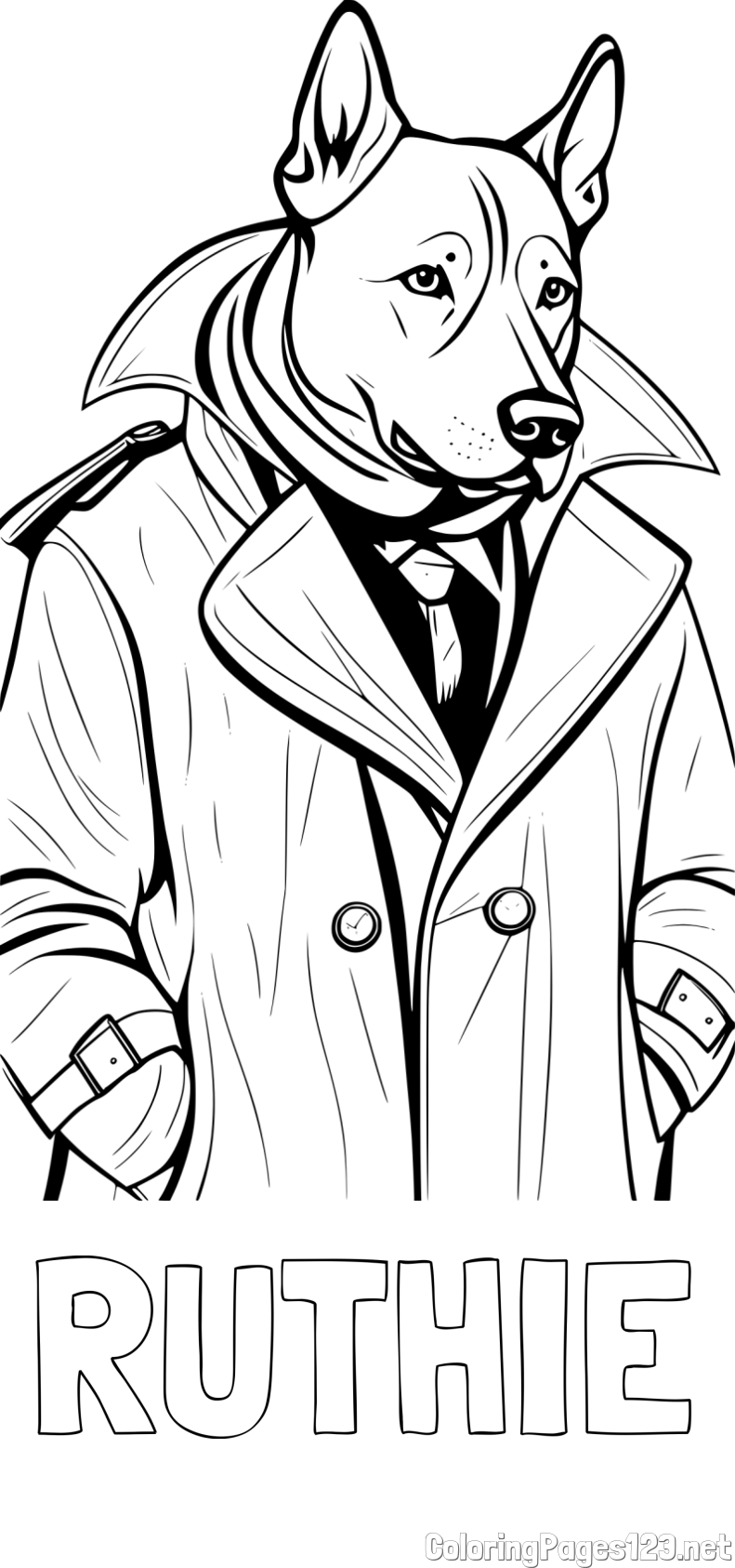 RUTHIE Coloring Page and Coloring page of Detective Dog