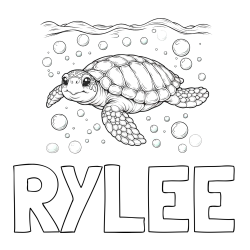Online Created Coloring Page - RYLEE Coloring Page and Coloring Page of a Sea Turtle Swimming in the Ocean