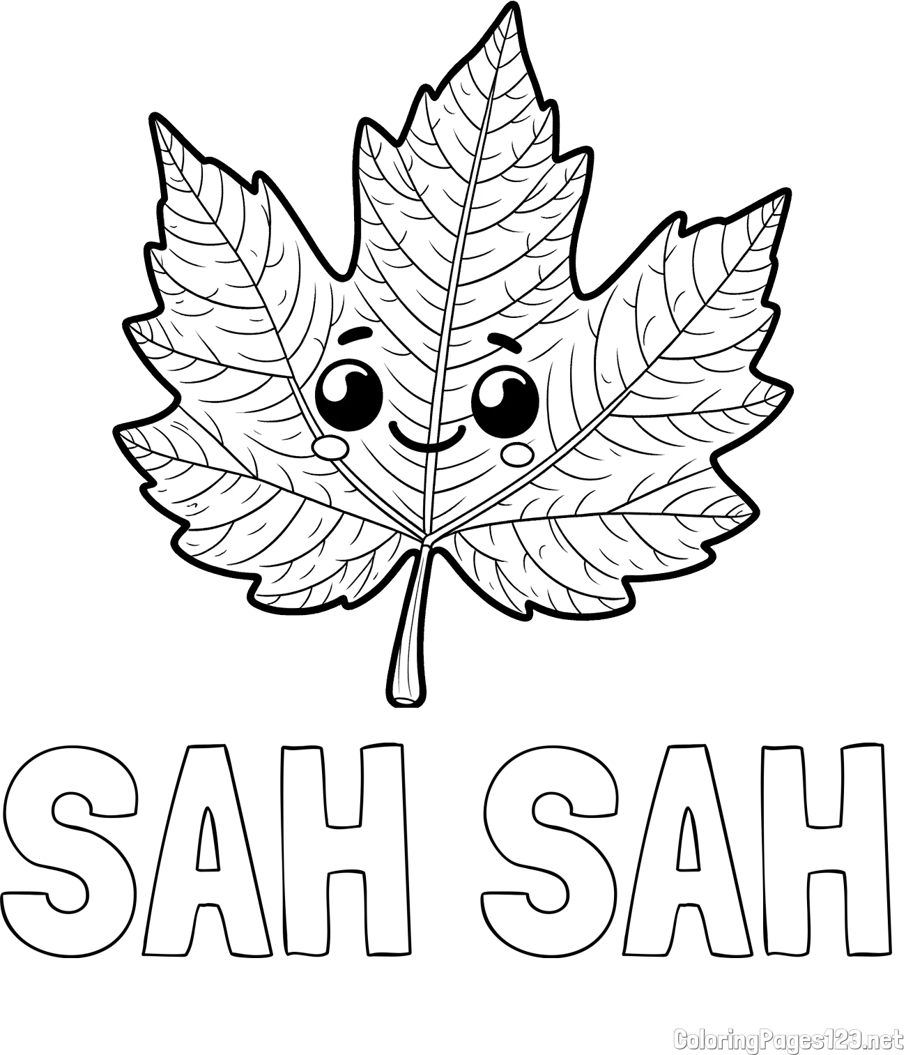 SAH SAH Coloring Page and Smiling Leaf Coloring Page for Kids
