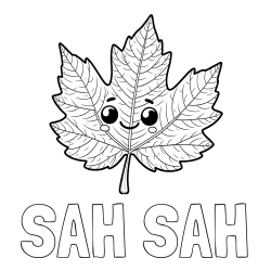 Online Created Coloring Page - SAH SAH Coloring Page and Smiling Leaf Coloring Page for Kids