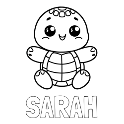 Online Created Coloring Page - SARAH Coloring Page and Easy Coloring Page of Turtle