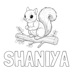 Online Created Coloring Page - SHANIYA Coloring Page and Free Coloring Page of a Squirrel on a Tree Branch