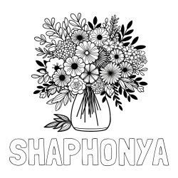 Online Created Coloring Page - SHAPHONYA Coloring Page and Flower Bouquet Coloring Page