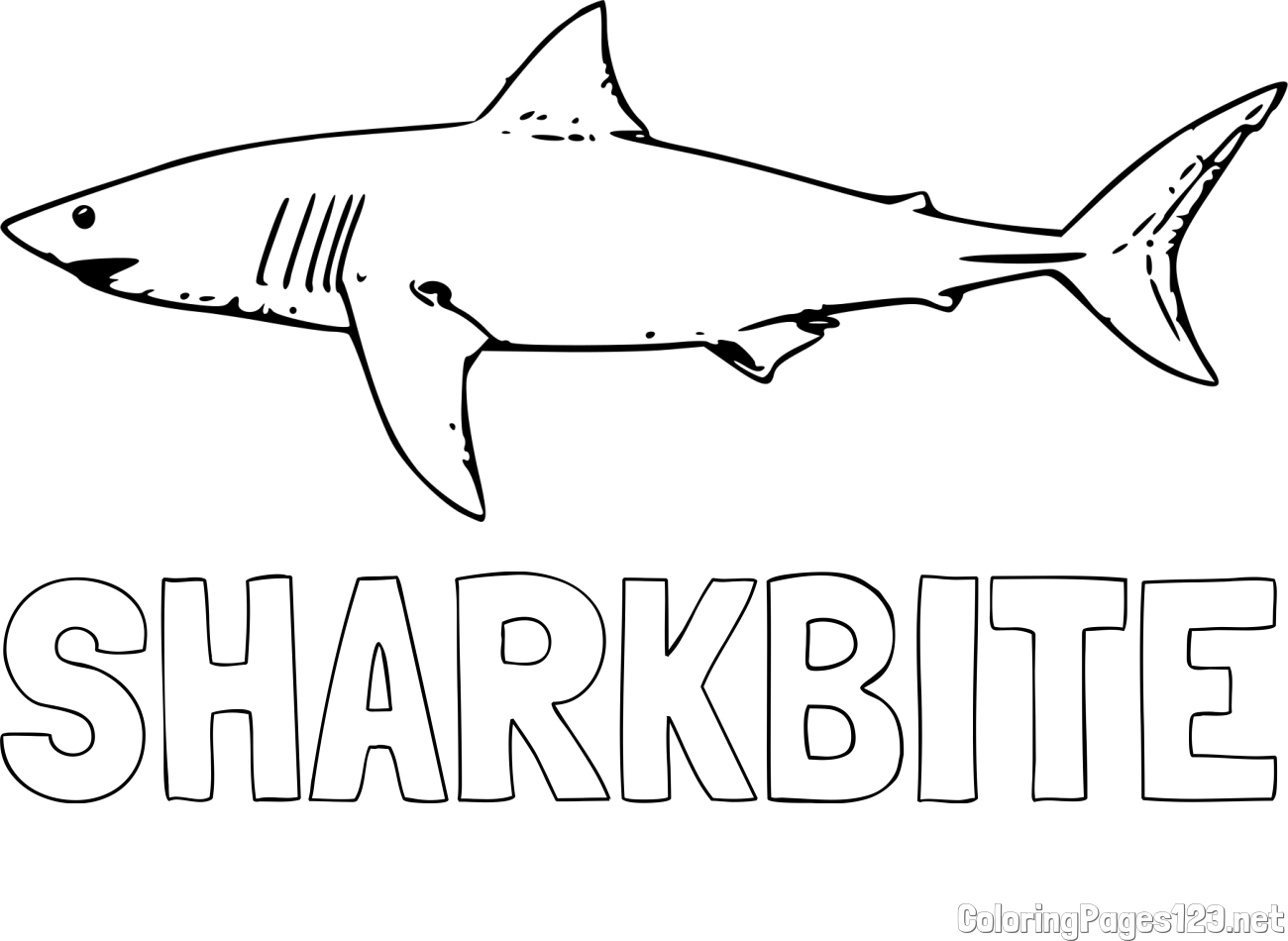 SHARKBITE Coloring Page and Realistic Shark Coloring Page