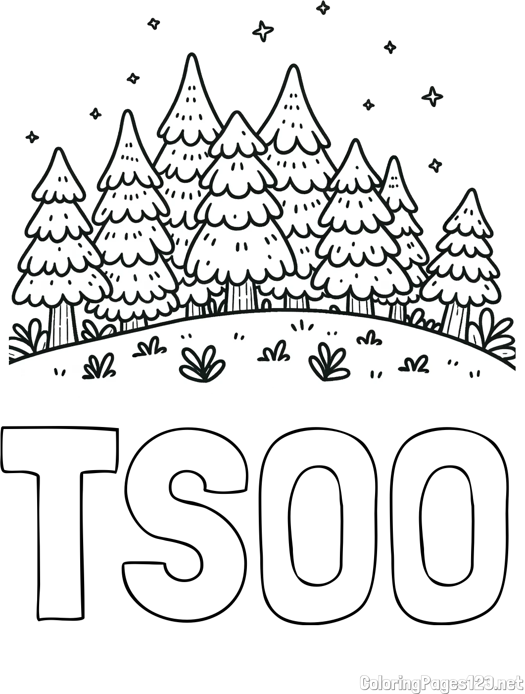 TSOO Coloring Page and Spruce Forest Coloring Page for Kids