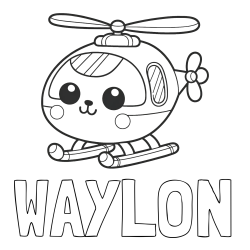 WAYLON Coloring Page and Easy Coloring Page of a Helicopter