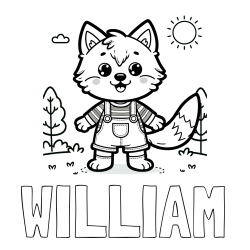 Online Created Coloring Page - WILLIAM Coloring Page and Cute Wolf Coloring Page