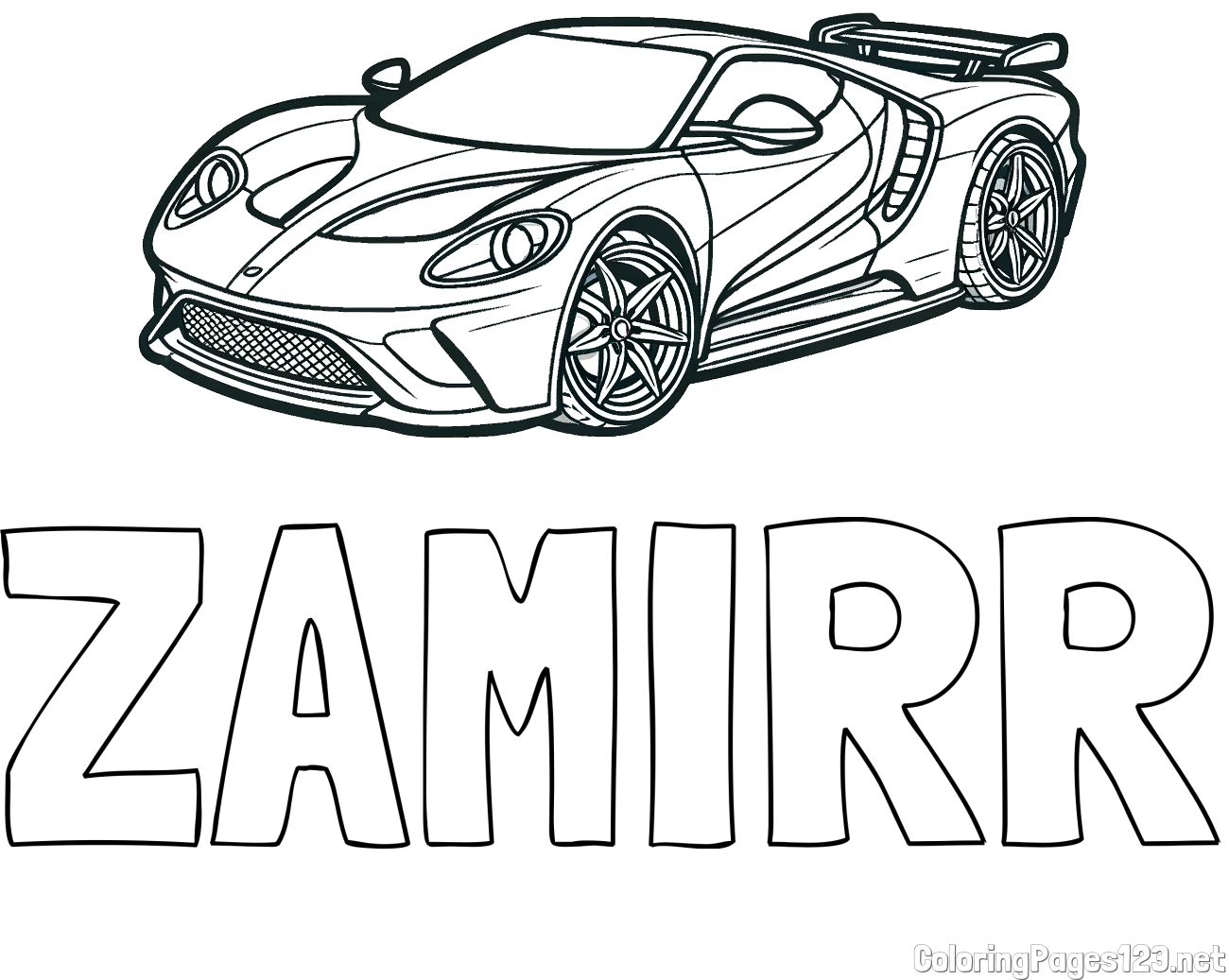 ZAMIRR Coloring Page and Coloring Page of a Fast Sport's Car