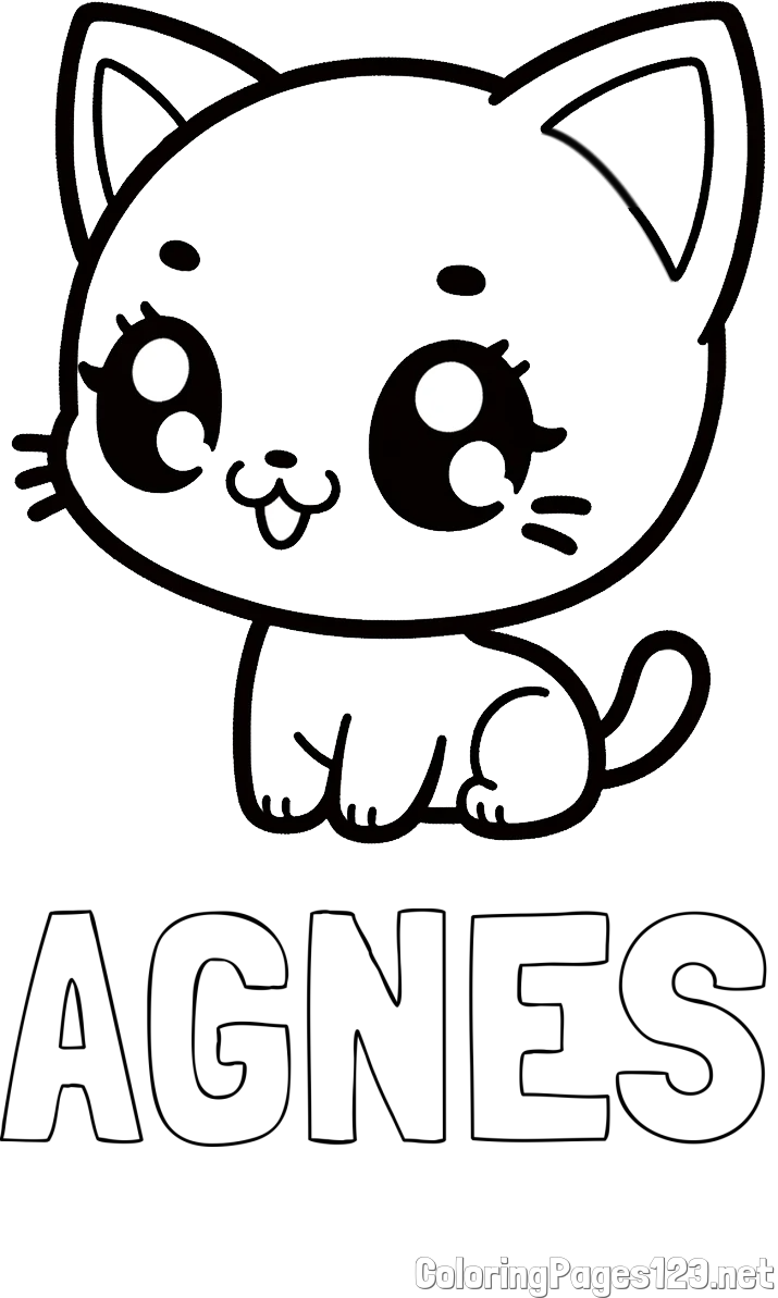 AGNES Coloring Page and Coloring Page of an Anime Cat