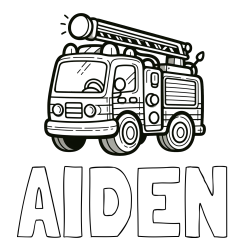 Online Created Coloring Page - AIDEN Coloring Page and Children's Coloring Page of a Simple Fire Truck