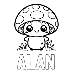 Online Created Coloring Page - ALAN Coloring Page and Coloring Page of a Cute Mushroom