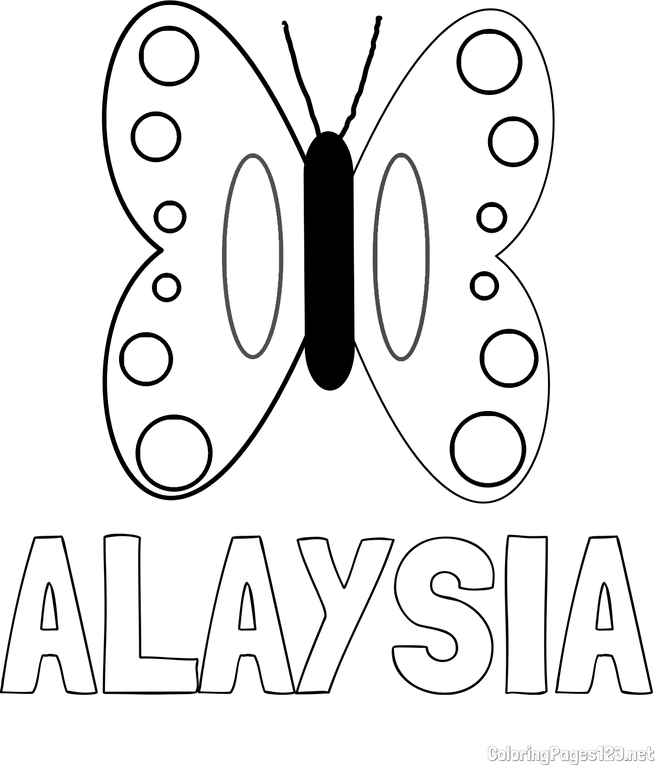 ALAYSIA Coloring Page and Easy Butterfly Coloring Page