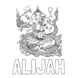 Online Created Coloring Page - ALIJAH Coloring Page and Abstract Elephant and Dragon Coloring Page