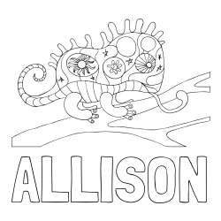 Online Created Coloring Page - ALLISON Coloring Page and Chameleon Mandala Coloring Page
