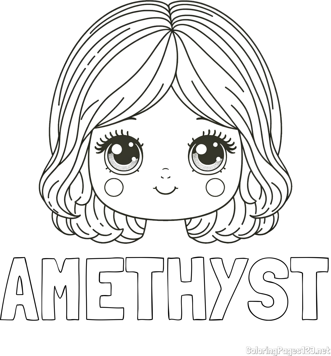 AMETHYST Coloring Page and Cute Girl Face Coloring Page