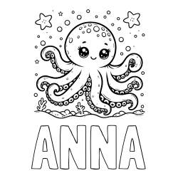 Online Created Coloring Page - ANNA Coloring Page and Coloring Page of an Octopus in the Sea