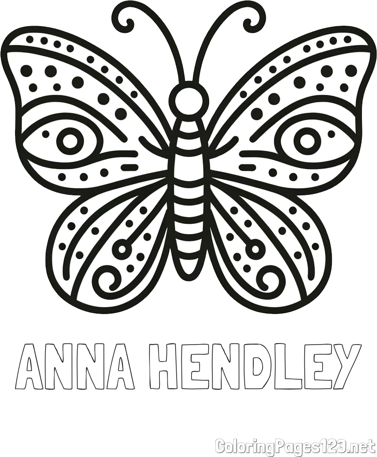 ANNA HENDLEY Coloring Page and Butterfly Coloring Page (Simple)